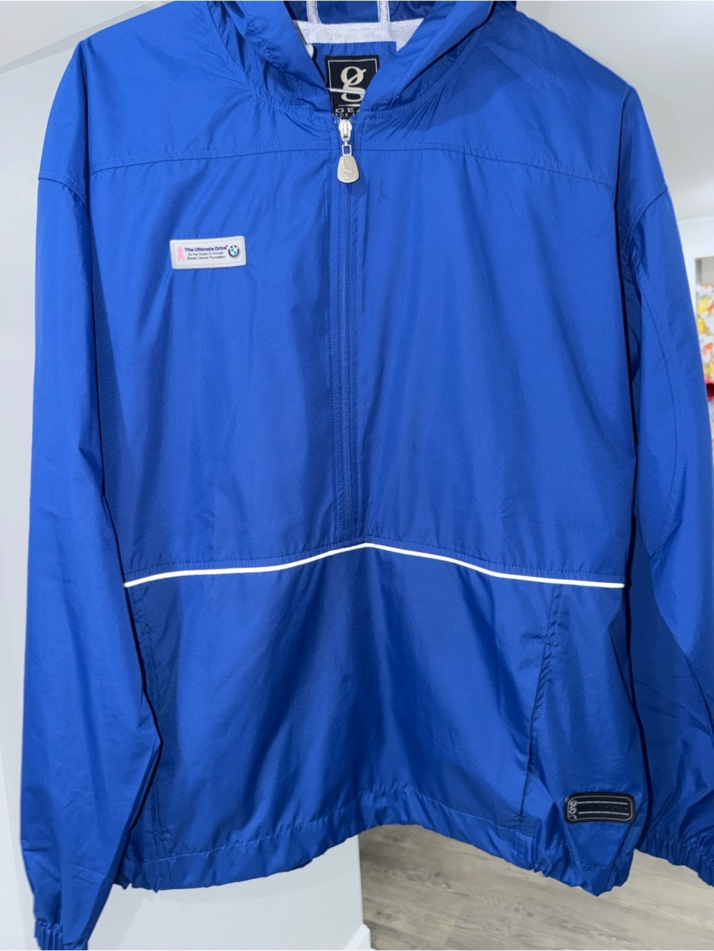 BMW Royal Blue Hooded Windbreaker with White Piping